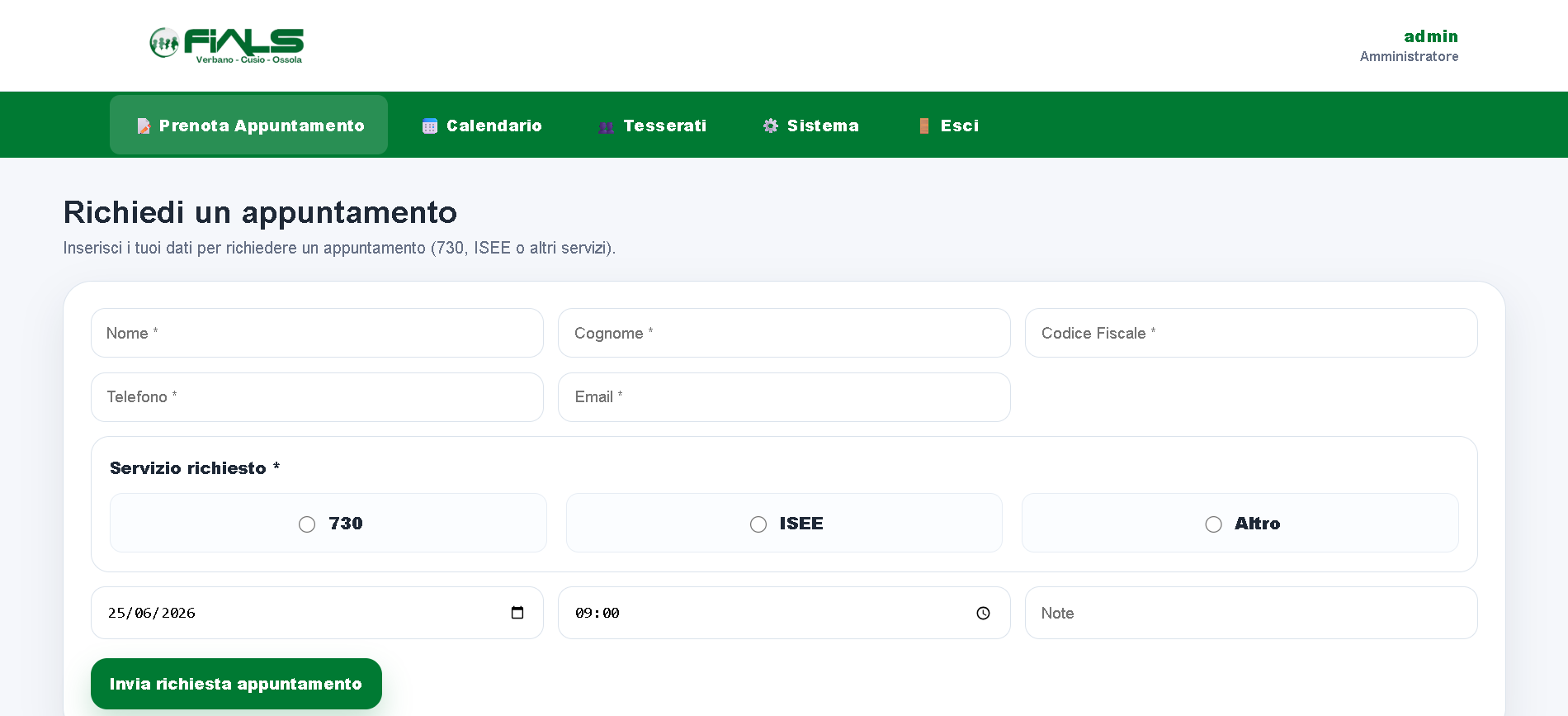 FIALS booking screenshot