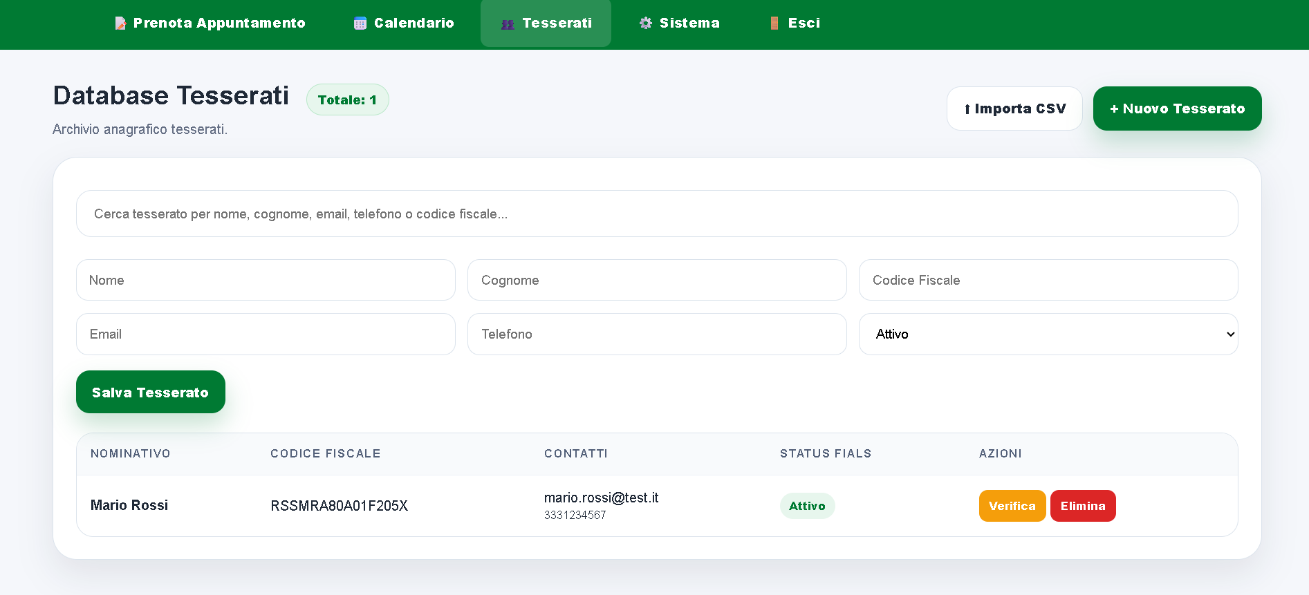 FIALS Appointment System dashboard screenshot