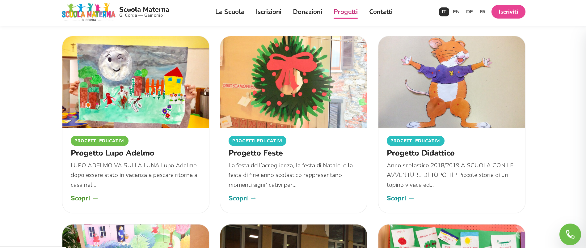 School content page screenshot